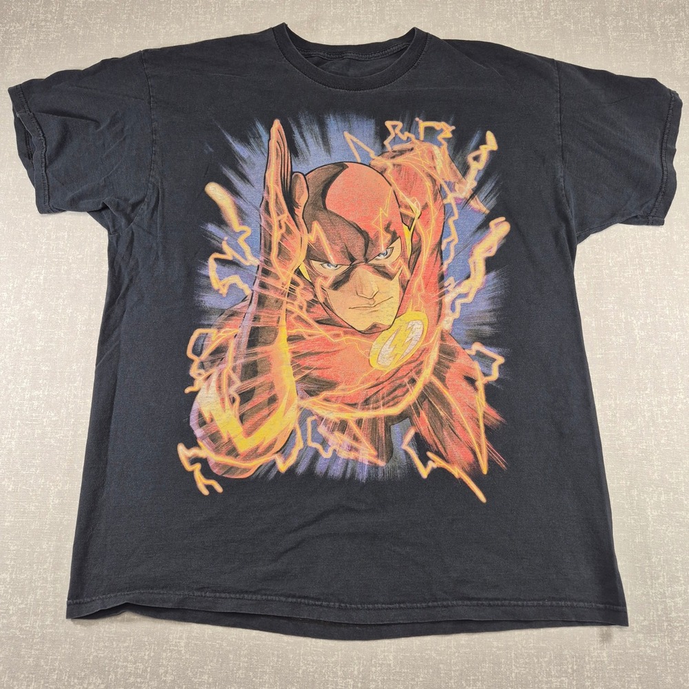 DC Comics The Flash Graphic T-Shirt Mens XL Black Short Sleeve Superhero Tee